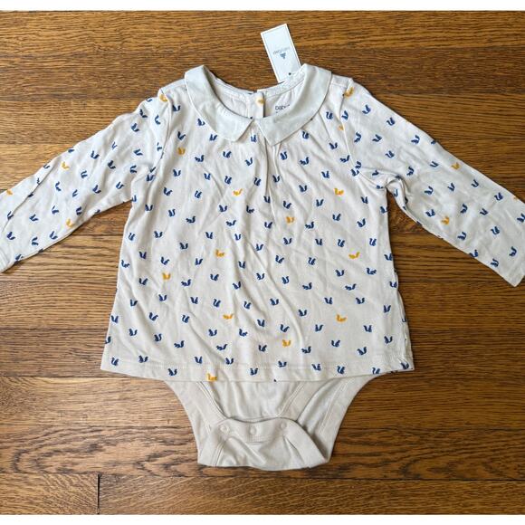 GAP Other - NWT Gap Squirrel Print Collared Bodysuit Size 12-18 Months